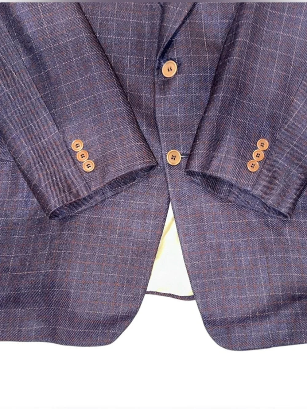 Vintage 80s Paul Stuart Blazer Men’s Silk Wool Blend Navy Check Sport Coat 50LT